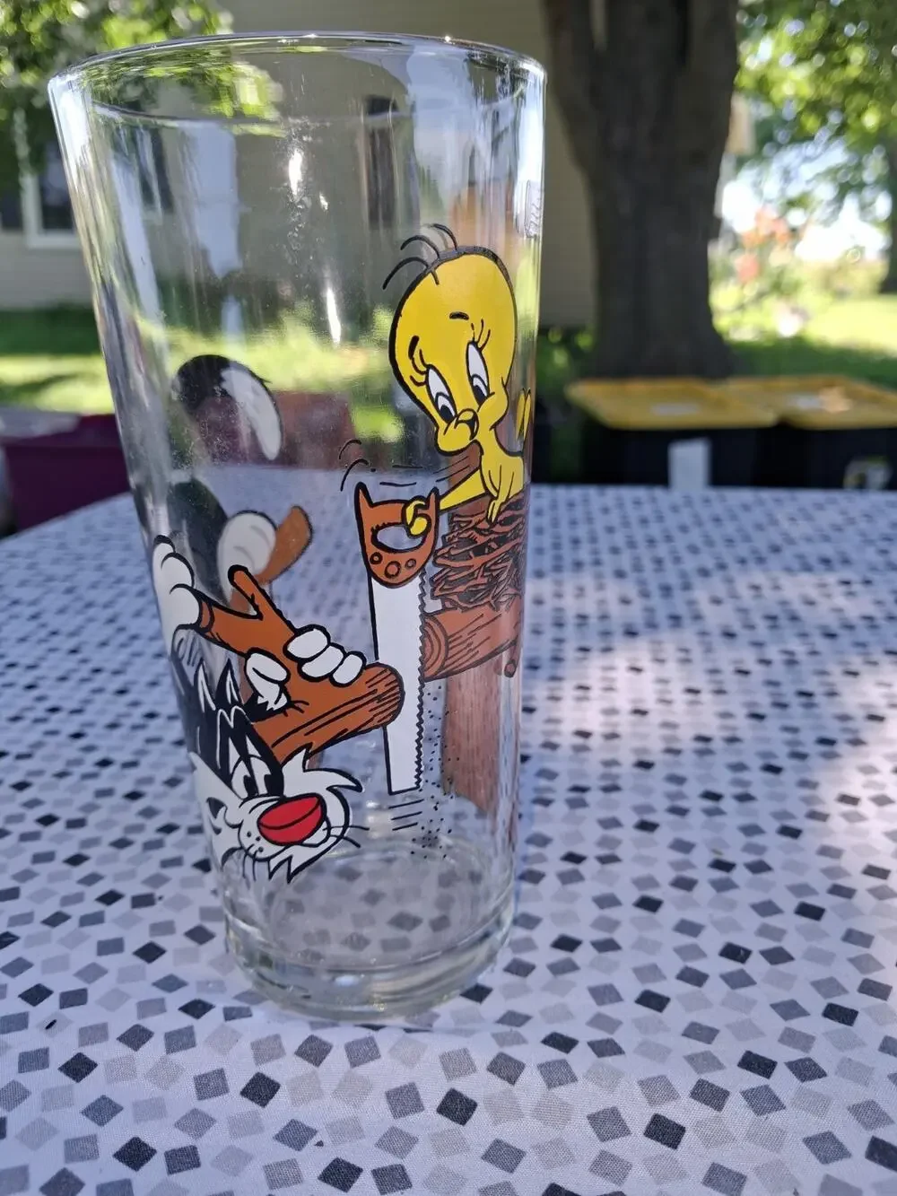 Pepsi Collector Glass Sylvester Cat Tweety Bird Looney Tunes 1976 Tree Saw